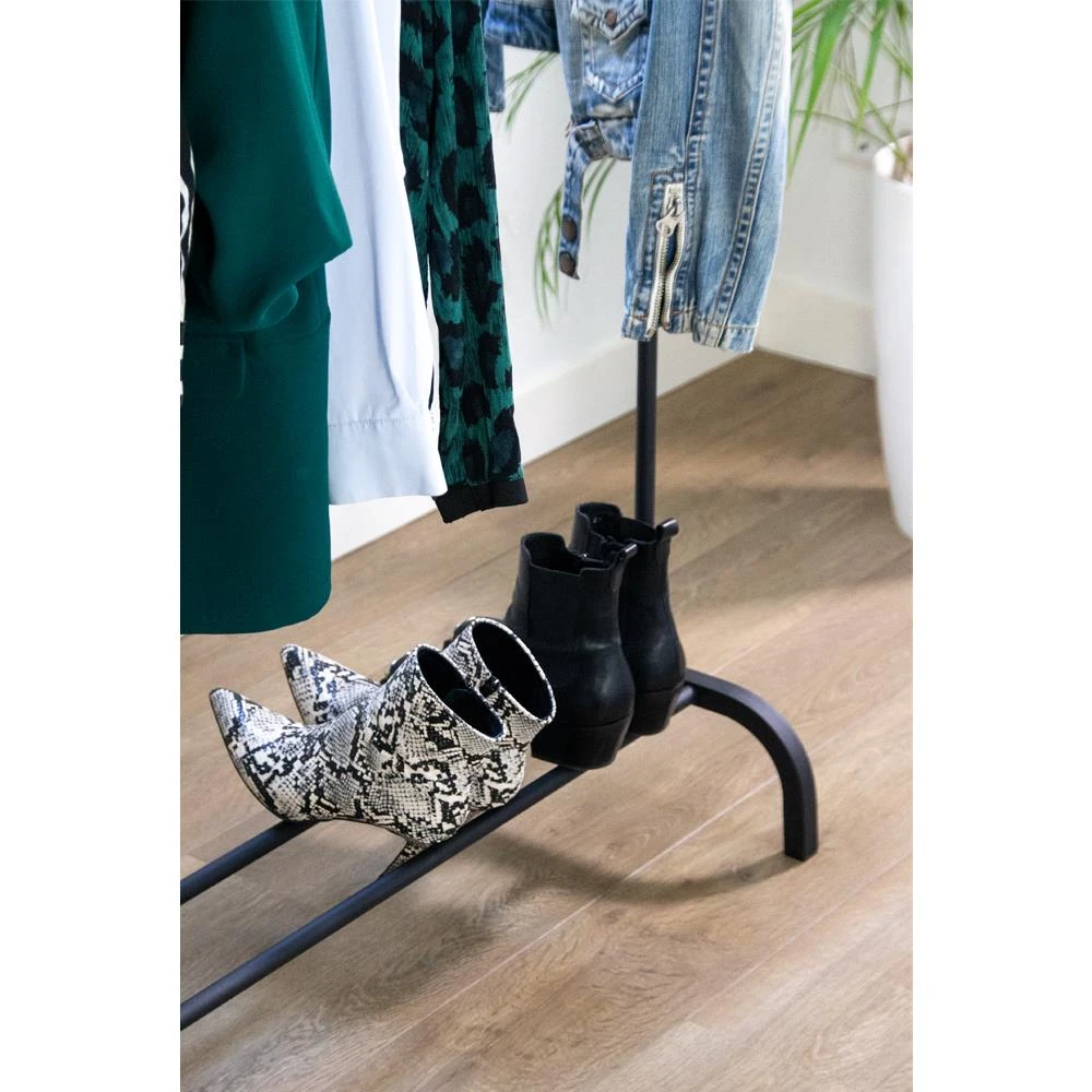 QUVIO Kledingrek Met Schoenen Opbergruimte Zwart - Afbeelding 5