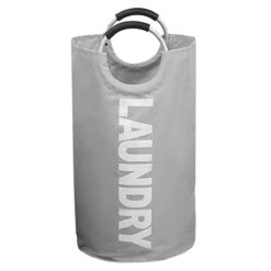 QUVIO Wasmand Met Handvaten - LAUNDRY - Lichtgrijs