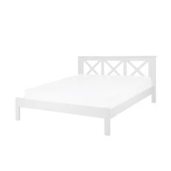 Beliani - TANNAY - Tweepersoonsbed - Wit - 160 X 200 Cm - Dennenhout