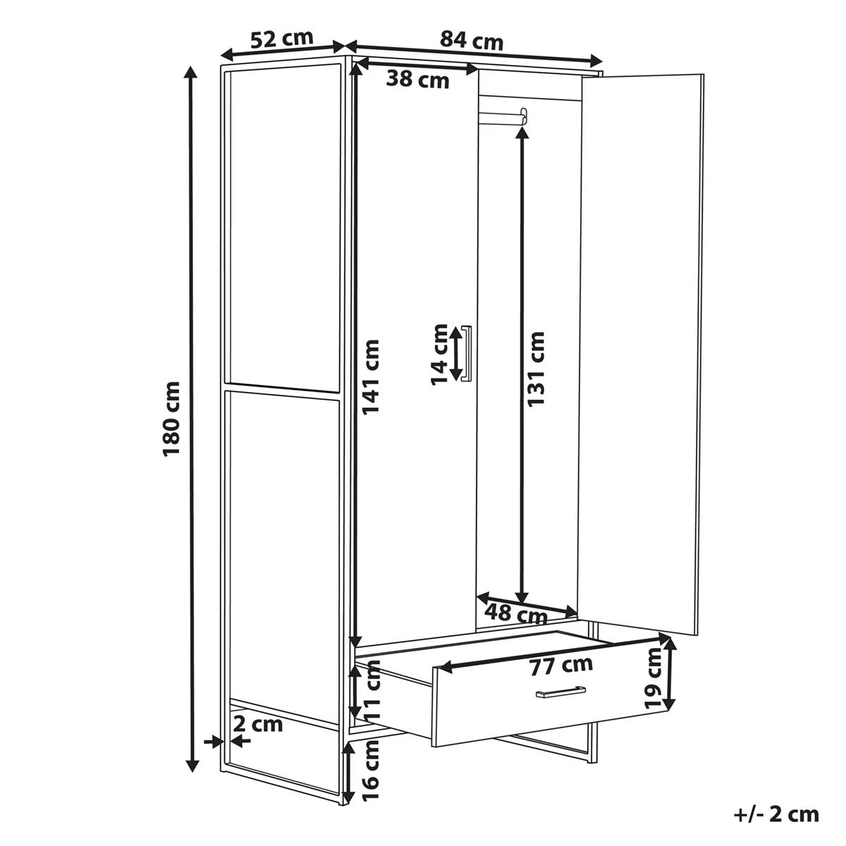 Beliani - SCHWEDT - Wandkast - Lichte Houtkleur - Vezelplaat - Afbeelding 10