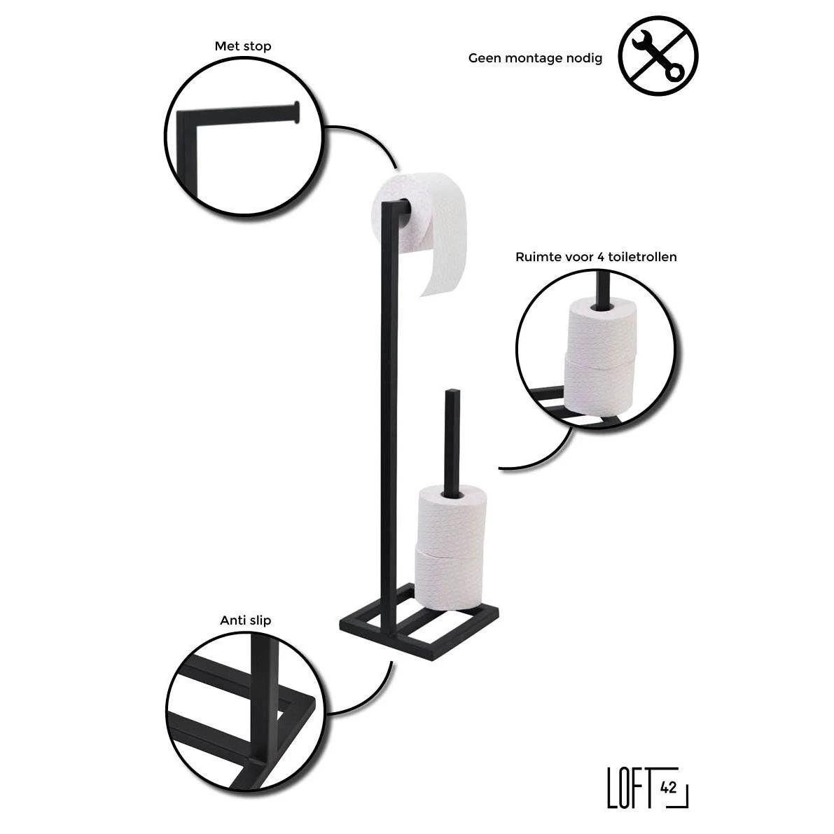 LOFT42 Jack Toiletrolhouder - Zwart - Metaal - Afbeelding 6