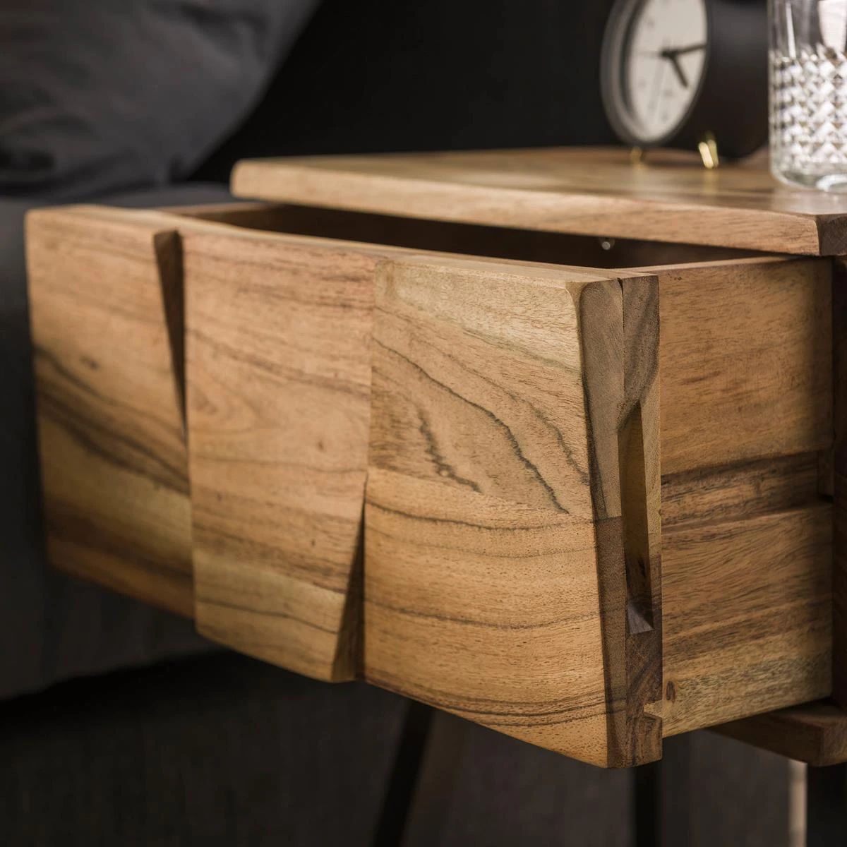 Duverger Blox - Nachtkastje - Massief Acacia - 1 Lade - Stalen Poten - Afbeelding 4
