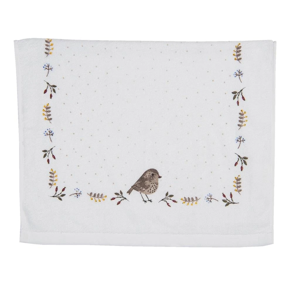 Clayre & Eef Gastendoekje 40x66 Cm Beige Bruin Katoen Vogel Toilet