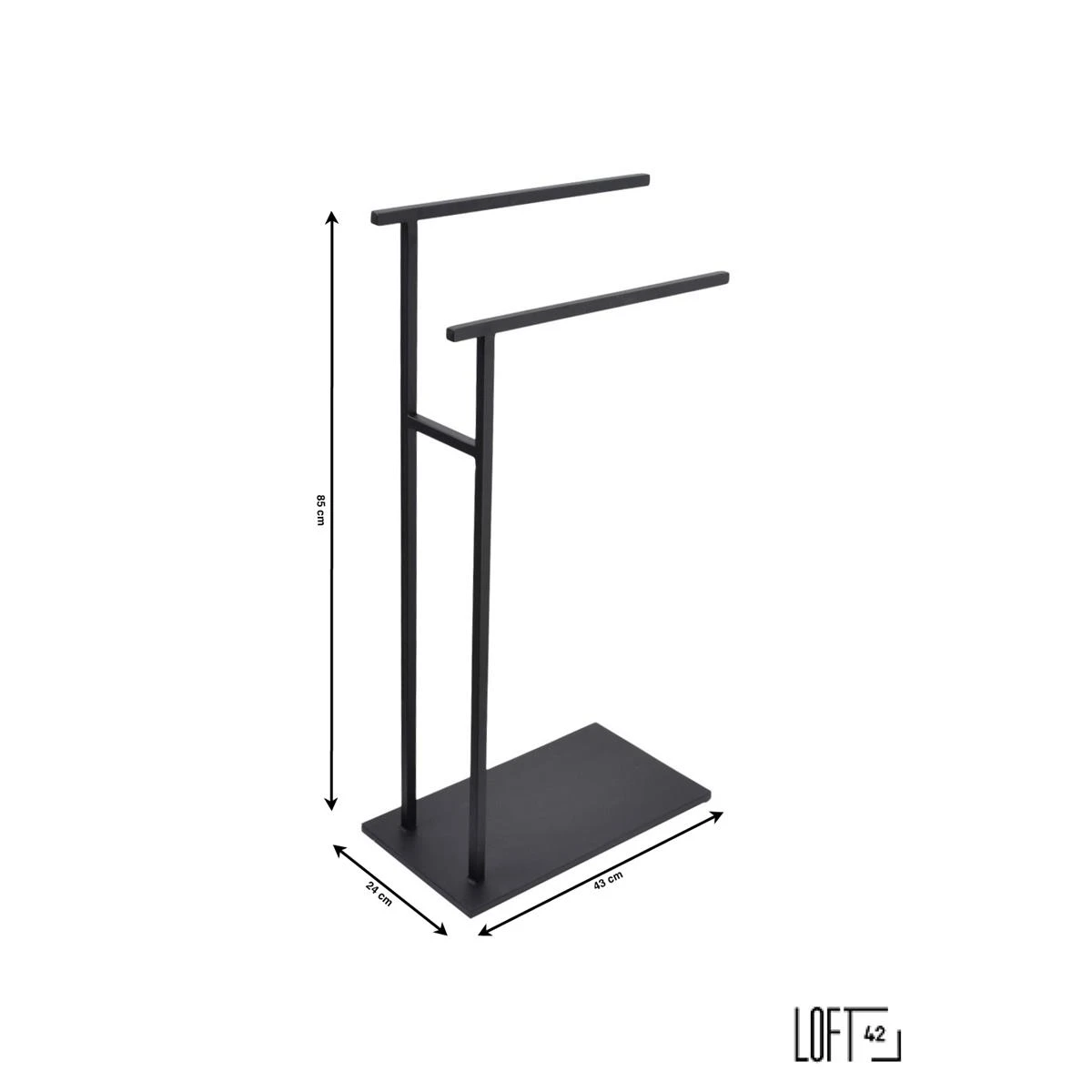 LOFT42 Yin Handdoekenrek – 2 Roedes - Zwart - Metaal - Afbeelding 7