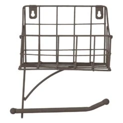 Clayre & Eef WC Rol Houder 16x13x20 Cm Zwart Ijzer Toiletrolhouder