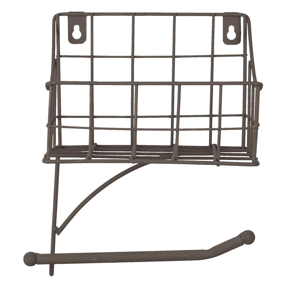 Clayre & Eef WC Rol Houder 16x13x20 Cm Zwart Ijzer Toiletrolhouder