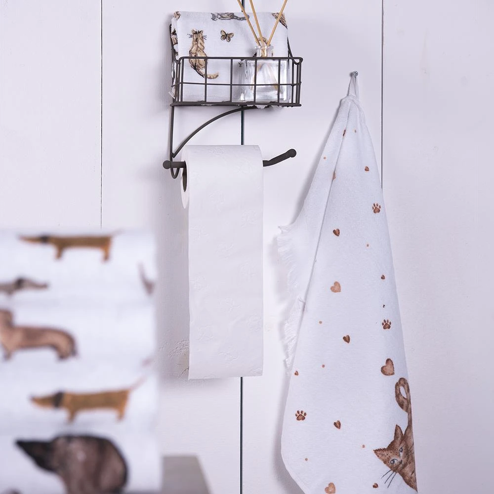 Clayre & Eef WC Rol Houder 16x13x20 Cm Zwart Ijzer Toiletrolhouder - Afbeelding 3