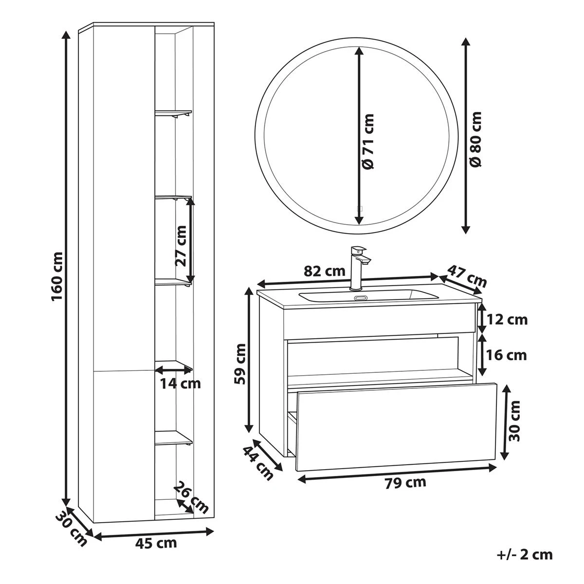 Beliani - FIGUERES - Badkamermeubel - Wit - MDF - Afbeelding 10