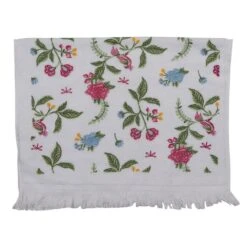 Clayre & Eef Gastendoekje 40x66 Cm Wit Groen Katoen Bloemen Toilet