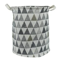 QUVIO Wasmand Met Driehoeken - Beige | Grijs