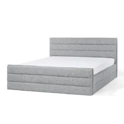Beliani-VALBONNE -Tweepersoonsbed-Lichtgrijs-180 X 200 Cm-Polyester