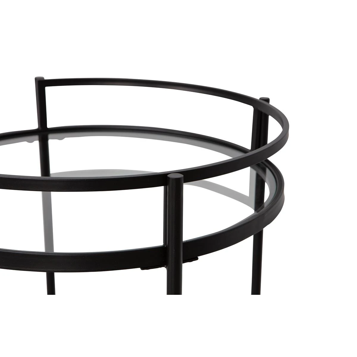 WOOOD Exclusive Zora Trolley - Metaal|Glas - Zwart - 79x50x50 - Afbeelding 3