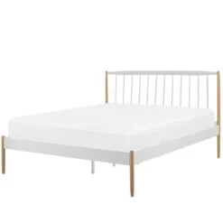 Beliani - MAURS - Tweepersoonsbed - Wit|Bruin - 140 X 200 Cm - Metaal