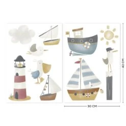 Little Dutch | Luxe Muurstickers - Sailors Bay - 2x 42x30cm