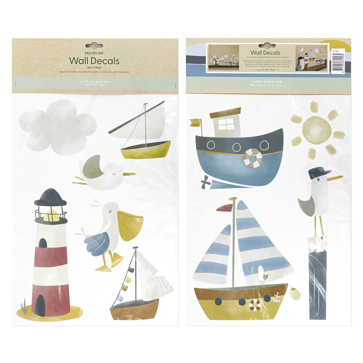 Little Dutch | Luxe Muurstickers - Sailors Bay - 2x 42x30cm - Afbeelding 6