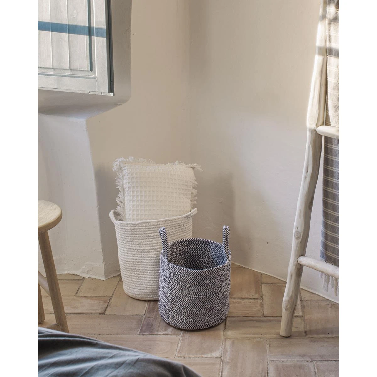 Kave Home - Witte Mand Abeni Van 100% Katoen 30 Cm - Afbeelding 3