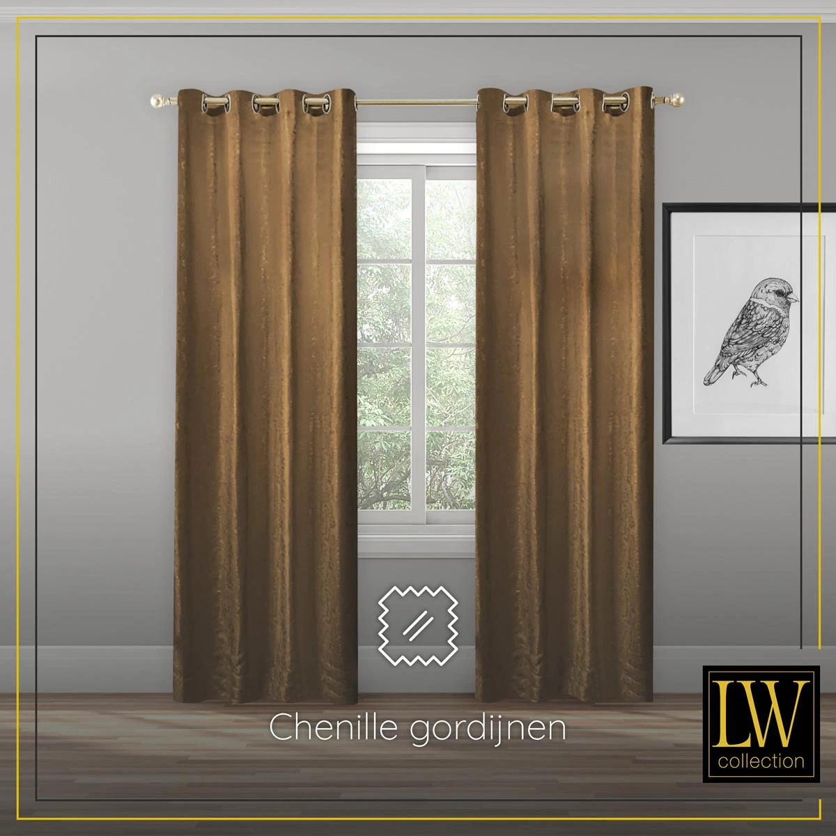 LW Collection Kant En Klaar Gordijnen Bruin 290x270cm - Afbeelding 2