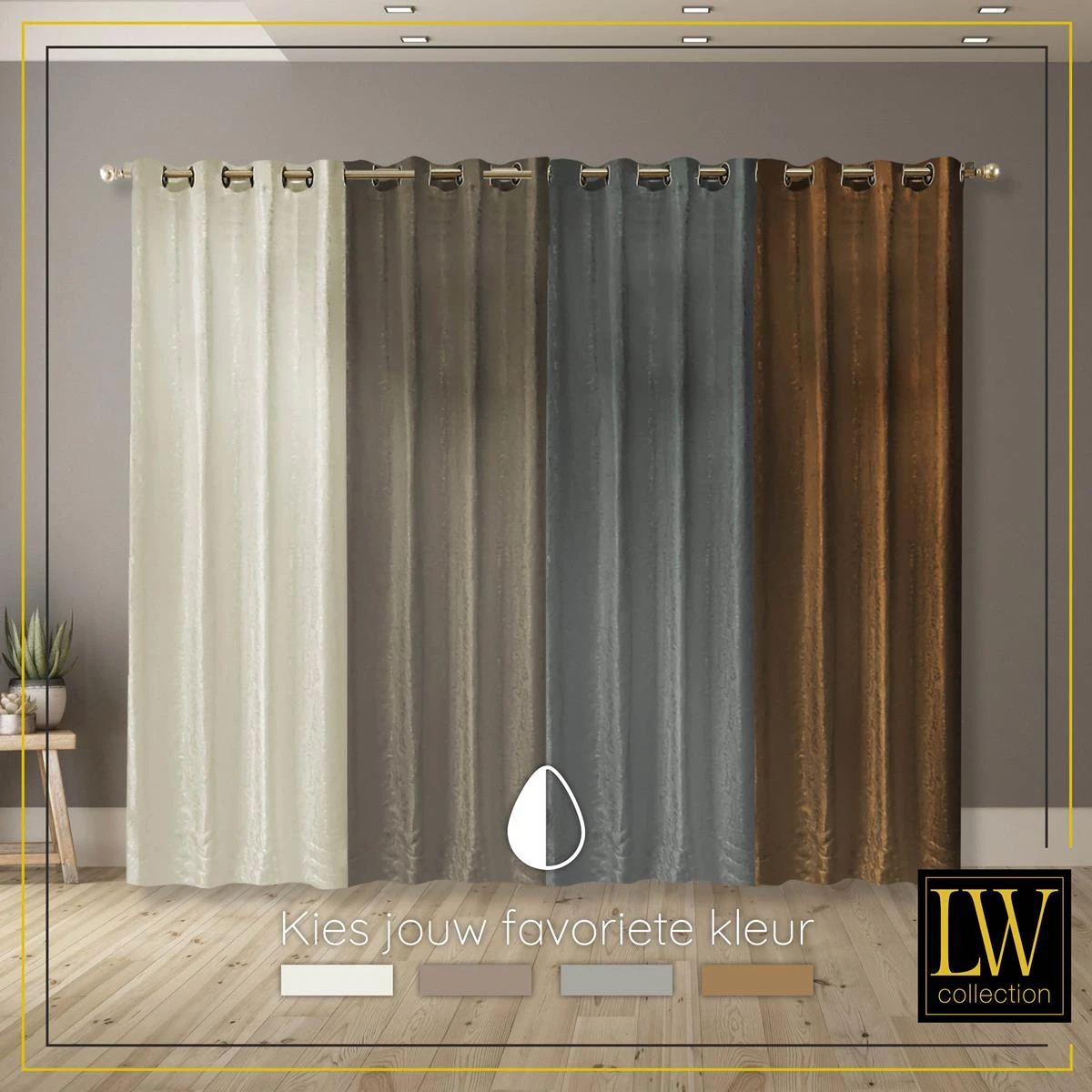 LW Collection Kant En Klaar Gordijnen Bruin 290x270cm - Afbeelding 5