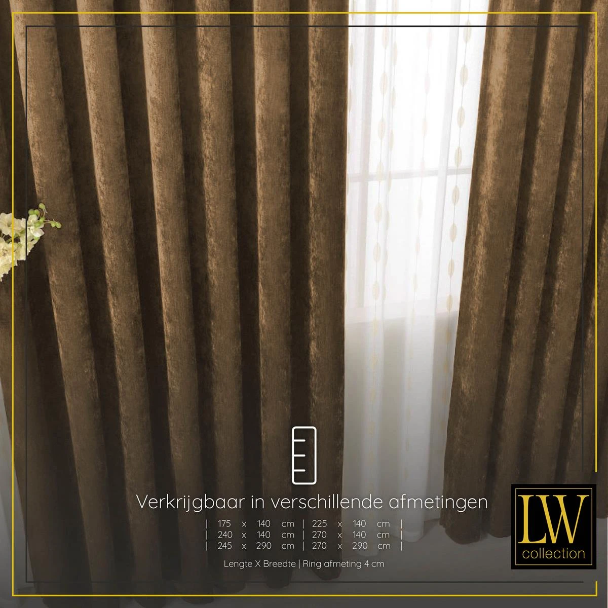 LW Collection Kant En Klaar Gordijnen Bruin 290x270cm - Afbeelding 6